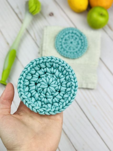 Crochet Scrubby Pattern, Scrubby Yarn Crochet Patterns, Scrubby Yarn Crochet, Scrubby Pattern, Crochet Scrubby, Crochet Cup Coaster, Scrubbies Crochet Pattern, Dish Scrubbies, Scrubby Yarn