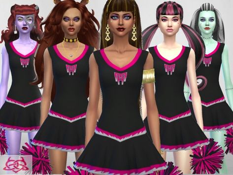 The Sims Resource: Monster High cheerleader Set by Colores Urbanos • Sims 4 Downloads Monster High Cheerleader Costume, Monster High Cheerleader, Sims Cheerleader, Sims 4 Monster, Cheerleader Shoes, Monster Outfit, Cheerleading Shoes, Ts4 Mods, Sims 4 Cas Mods