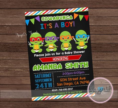 Turtle Baby Shower Theme, Baby Ninja Turtle, Turtle Baby Shower, Angels Touch, Chalkboard Baby, Turtle Baby, Cookie Time, Baby Turtles, Babies R Us