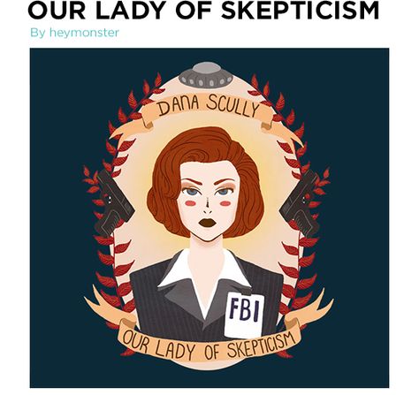 Our Lady of Skepticism by heymonster Wage Gap, Zero Hour, Strong Female Characters, Dana Scully, Gillian Anderson, Geek Out, X Files, Film Serie, Stationery Cards