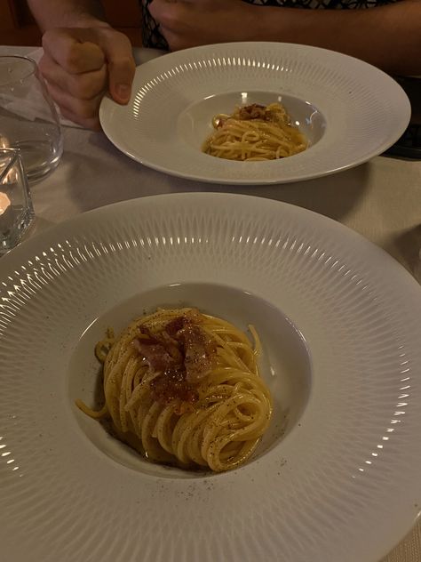 Carbonara Aesthetic, Carbonara Italy, Pasta Date Night, Summer Italy Aesthetic, Pasta Date, Carbonara Pasta, Italy Aesthetic, Italian Summer, Date Night