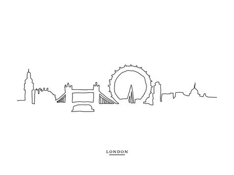 "Skyline Line: London" - Available in a variety of frame and size options London Skyline Tattoo, Linear Drawings, Friendship Illustration, Skyline Drawing, London Drawing, London Tourist, City Sketch, London Wall Art, Hanging Diy