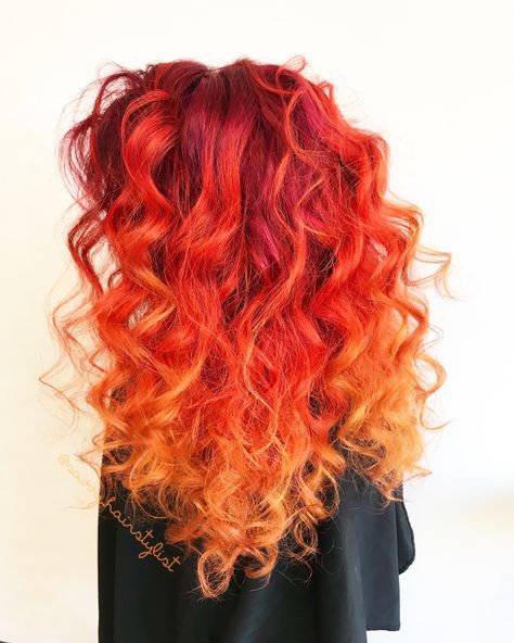 Hair by @savvy_hairstylist using PulpRiot, Joico Color Intensity, and Pravana Vivids Joico Color Intensity, Copper Ginger, Flame Hair, Pravana Vivids, Dyed Curly Hair, Split Dyed Hair, Color Formulas, Fire Hair, Joico Color