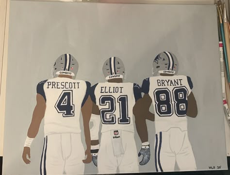 Easy dallas cowboy acrylic painting #prescott #elliot #bryant #cowboys #dallas #football #dallascowboys #painting Dallas Cowboys Drawings Easy, Football Acrylic Paintings, Dallas Cowboys Wall Art, Dallas Cowboy Painting, Dallas Cowboys Painting Canvases, Football Painting Ideas, Dallas Cowboys Painting, Football Canvas Painting, Football Painting