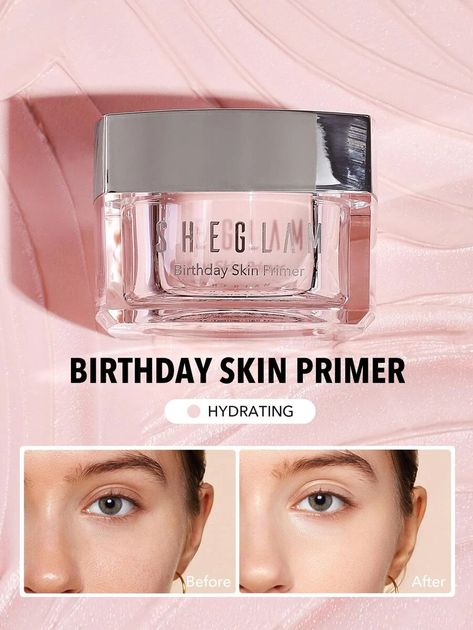 SHEGLAM Birthday Skin Primer | SHEIN USA Perfume Commercial, Primer Hydrating, Color Correcting Primer, Alat Makeup, Makeup List, Paint Canvas, Winter Gifts, Fancy Makeup, Rose Essential Oil