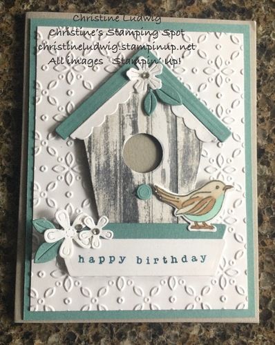 Country Birdhouse Card (Inspired by Susan Campfield) Birdhouse Cards, Handmade Greeting Card Designs, Homemade Bird Houses, Homemade Greeting Cards, Paper Flower Decor, Hand Made Greeting Cards, Flower Diy, Bird Cards, Stamping Up Cards