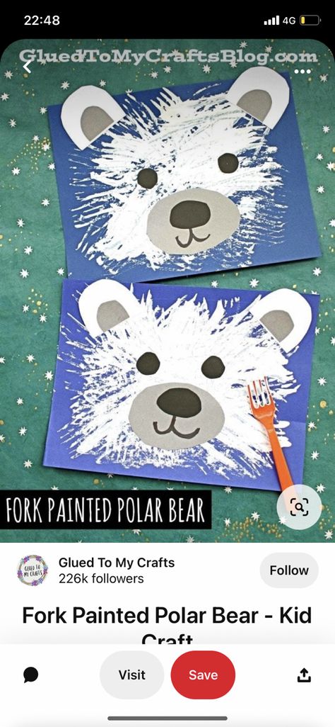 Bear Fork Painting, January Preschool Crafts, Fork Painting, Polar Bear Paint, Polar Bear Craft, Polar Bear Art, Winter Activities Preschool, Toddler Homeschool, Christmas Crafts For Toddlers