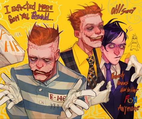 Jazzpunk Fanart, Batman Villains Fanart, Twoface Dc, Riddler Fanart Gotham, The Batman Fanart, Gotham Fashion, Joker Gotham Jerome, Penguin Gotham Fanart, Gotham Fanart