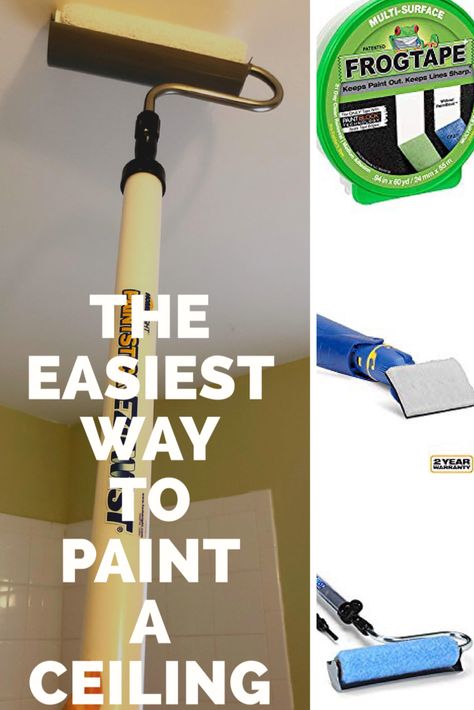 How To Paint A Ceiling, Diy Ceiling Paint, Painting A Ceiling, Textured Paint Rollers, White Ceiling Paint, Paint Ceiling, Best Paint Sprayer, Smooth Ceiling, Canvas Drop Cloths