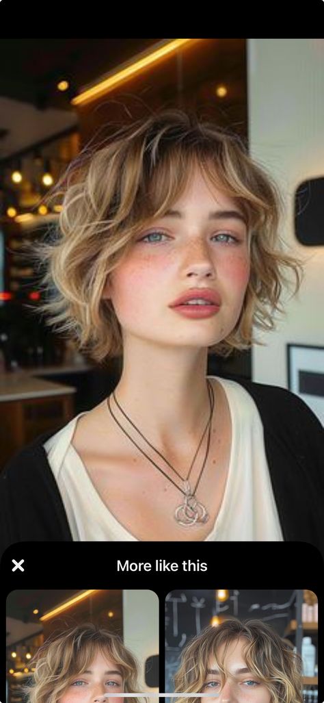 Wavy Hair With Curtain Bangs Short, Women Short Haircut With Bangs, Short Wavy Curtain Bangs, Wavy Hair Curtain Bangs Natural, Short Wavy Hair Cuts With Layers, Short Hair Thick Wavy, Bixie Shag, Wavy Hair Pixie Cut, Short Shag With Curtain Bangs