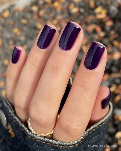 Nail Square, Purple Gel Nails, Dark Purple Nails, Plum Nails, Violet Nails, Purple Nail Polish, Purple Nail Designs, Casual Nails, Nails Square