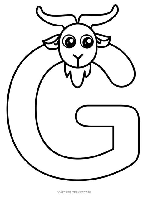 G For Goat, G Coloring Pages, Interactive Alphabet Notebooks, Letter G Activities, Simple Mom Project, Birthday Chart Classroom, Letter A Coloring Pages, Giraffe Crafts, Alphabet Crafts Preschool