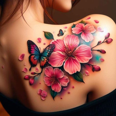 Cover Up Tattoos For Women, Butterfly With Flowers Tattoo, Colour Tattoo For Women, Beautiful Tattoos For Women, Butterfly Tattoos For Women, Anklet Tattoos, Tattoo Love, Tattoo Henna, Beautiful Flower Tattoos