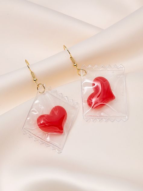 Multicolor Cute   Resin  Dangle    Jewelry Aretes Aestethic E-girl, Kawai Earrings, Hearts Astethic, Simplistic Jewelry, Cute Dangle Earrings, Apple Watch Wristbands, Nail Jewels, Elf Clothes, Girly Phone Cases