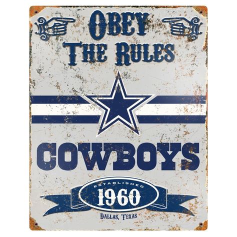 Dallas Cowboys Party, Courtyard Decor, Rules For Kids, Cafe Door, Dallas Cowboys Fans, Foot Ball, Pub Signs, Embossed Metal, Nfl Dallas Cowboys