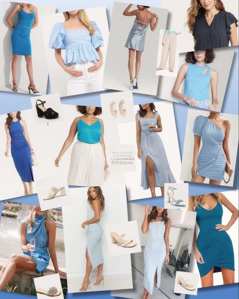 Something Blue Bridal Shower Outfit, Bridal Shower Outfits, Bridal Shower Cocktails, Something Blue Bridal, Blue Bridal Shower, Shower Outfits, Bridal Shower Outfit, Blue Bridal, Cocktail Attire