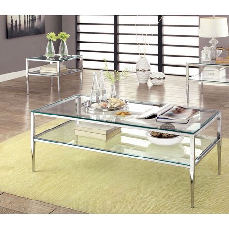 Furniture of America Tyra Stiletto Legged 2 Piece Coffee Table Set 3 Piece Coffee Table Set, Metal End Tables, Coffee Table Dimensions, Coffee Table Set, Contemporary Coffee Table, End Table Sets, Contemporary Table, Cool Coffee Tables, Metal Coffee Table