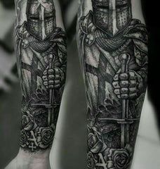 Knights Templar Tattoos Meaning | Templar Cross Knights Templar Tattoo, Templar Tattoo, Templar Knight Tattoo, Crest Tattoo, Patriotic Tattoos, Medieval Tattoo, Knight Tattoo, Armor Tattoo, Tattoo Themes