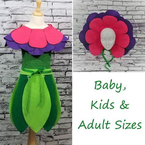 Petunia Flower Costume Set Pink & Purple Baby / Toddler / | Etsy Daisy Costume Flower, Treasure Chest Craft, Middle School Drama, Alice In Wonderland Costumes, Gifts For Newborn, Foam Wigs, Crown Diy, Petunia Flower, Room Decor Handmade