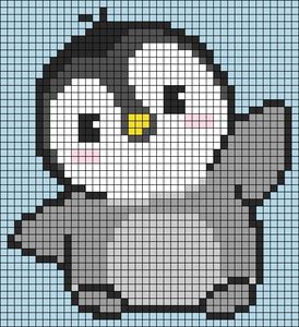 Pixel Art Pattern 32x32, Penguin Perler Beads, Penguin Pixel Art, Cute Alpha Patterns, Penguin Patterns, 32x32 Pixel Art Grid, Crochet Penguin, Penguin Pattern, Beads Patterns