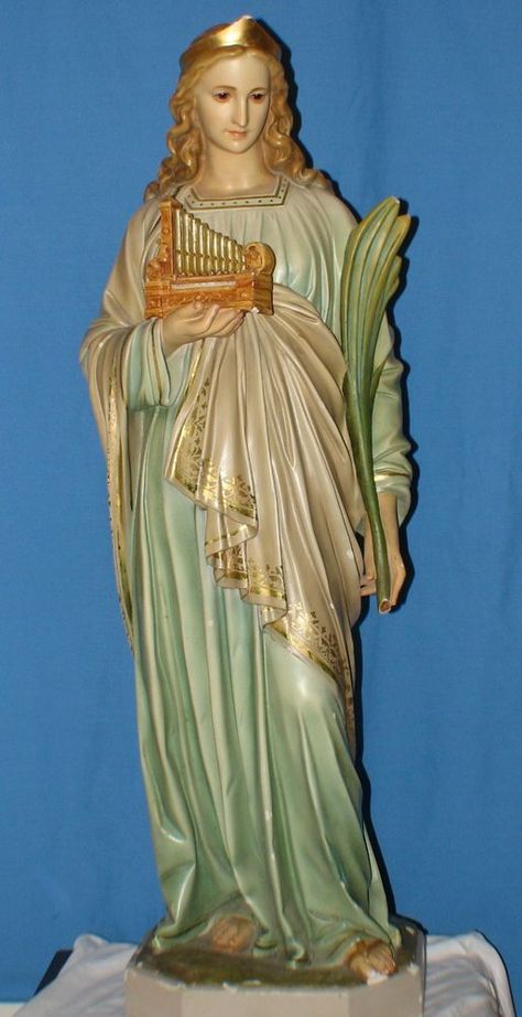 St. Cecilia, patroness of musicians Saint Cecilia, St Cecilia, Religious Statues, Friend Of God, Catholic Statues, Saints And Sinners, Religious Pictures, Religious Images, Patron Saints