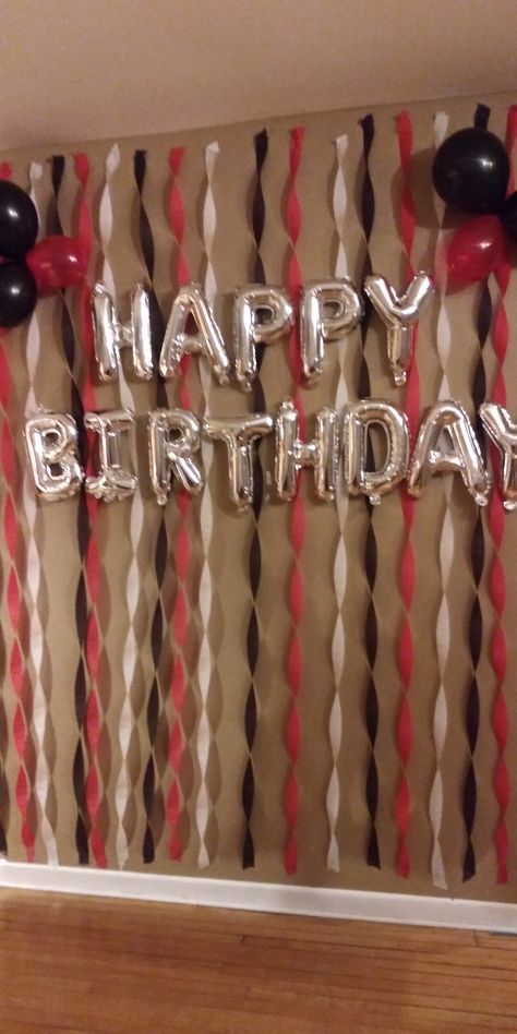 20th Birthday Party Ideas For Guys, Red And Black Birthday Decorations Men, 20th Birthday Ideas For Guys Decoration, Red Black And Gold 18th Birthday, 21st Birthday Ideas Red And Black, 18th Birthday Party Ideas Red And Black, 27 Birthday Ideas For Him, Rbd Party Theme, Michael Jordan Birthday Party