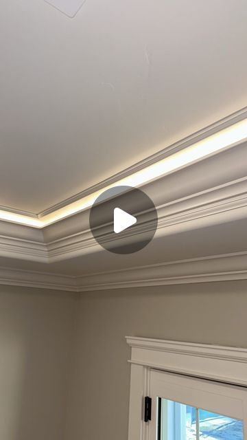 Recessed Crown Molding Lighting, Crown Molding Recessed Ceiling, How To Install Crown Molding Ceilings, Crown Mold Lighting, Lighted Crown Moulding, Layered Crown Molding, Crown Molding Hacks, Lighted Crown Molding, Ceiling Trim Ideas Moldings