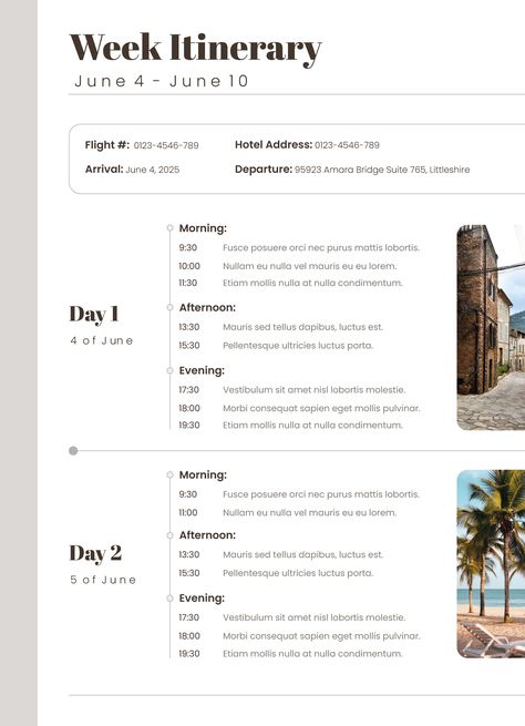 An easy-to-edit itinerary template for Google Docs. Group Travel Itinerary Template, Holiday Itinerary Template, Travel Itinerary Template Canva, Trip Itinerary Template Free Printable, Travel Itenary Planner, Itinerary Graphic Design, Itenerary Travel Design, Travel Itinerary Template Printable Free, Canva Itinerary