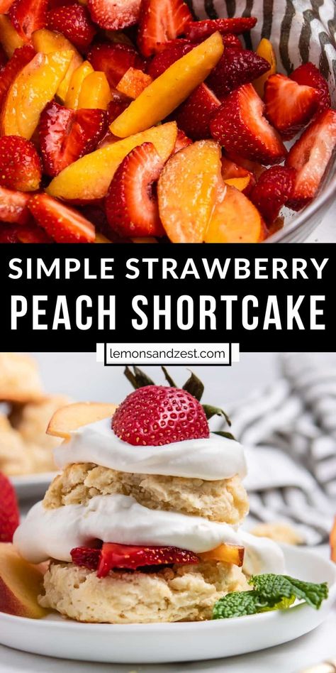 Peach Shortcake Recipe Easy, Buttermilk Drop Biscuits, Peach Shortcake, Berry Shortcake, Peach Recipes, Cream Fresh, Easter 2023, Tasty Desserts, Shortcake Recipe