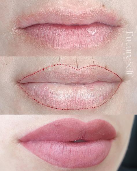 Lip mapping on asymmetrical lips! Asymmetrical Lips, Lip Mapping, Lip Color Tattoo, Lip Permanent Makeup, Lip Blushing, Lips Tattoo, Permanent Makeup Eyeliner, Permanente Make-up, Best Eyebrow Makeup