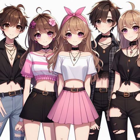 It's like a friend group of my characters that I have all together. Best Friends Cartoon, Anime Group, Friend Cartoon, Clothing Design Sketches, Friend Group, Group Photos, Art References, Powerpuff Girls