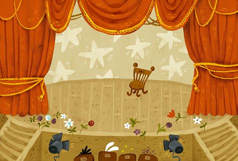 Theatre Illustration, Circus Illustration, Book Cover Design Inspiration, Graphic Novel Art, Creative Photography Techniques, Picture Books Illustration, Childrens Books Illustrations, Kids Curtains, Seni Cat Air