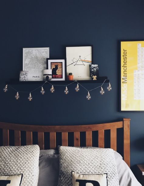 A strong statement blue from Dulux - Breton Blue and a pop of yellow from the Manchester Print - perfection! My House In July — Northern Styling Dulux Paint, Sleeping Room, Interior Pictures, Oxford Blue, Perfect For Me, Blue Living Room, Spare Bedroom, Blue Rooms, Bedroom Paint