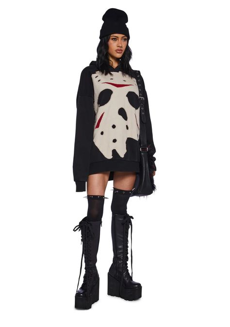 Halloween Apparel, Shoes, & Costumes for Women: Spooky, Fun, Sexy and Scary – Dolls Kill Women’s Horror Costume, Jason Halloween Costume Women, Horror Clothes, Horror Halloween Costumes, Jason Mask, Costume Store, Pride Outfit, Black Doll, Lace Dress Black