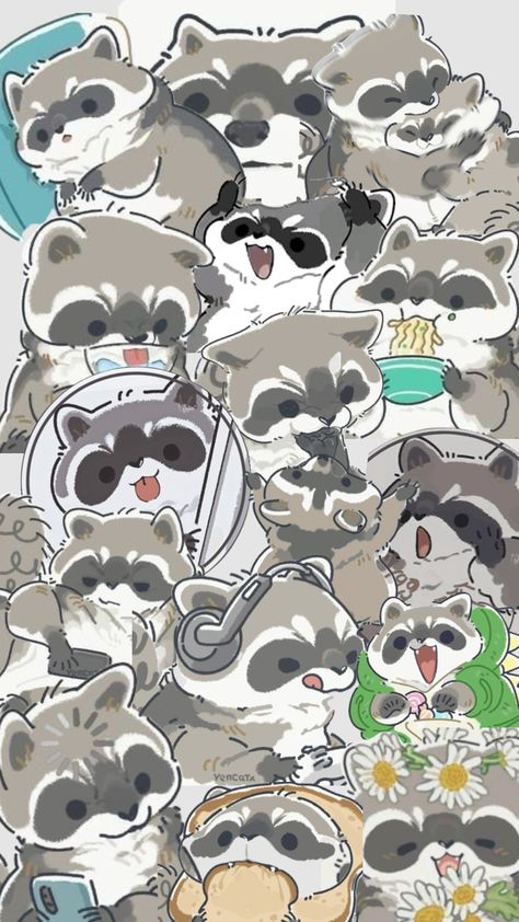 #raccoons #cute #funny #black #white #blackandwhite Raccoons Cute, Raccoon Tattoo, Raccoon Art, Cute Animal Illustration, Witchy Wallpaper, Cute Raccoon, Raccoon Funny, Cute Animal Drawings Kawaii, Cute Animals Images