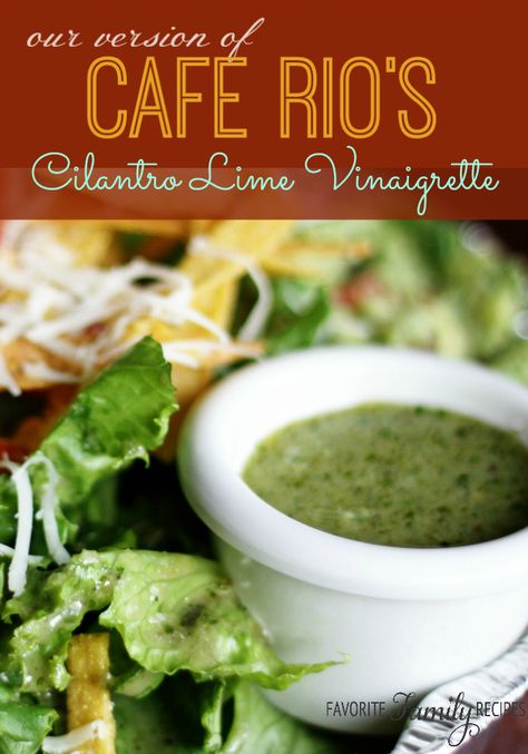 All of you Cafe Rio and Costa Vida lovers, get excited! You will be so surprised how right, smack on this Cilantro-Lime Vinaigrette is. Cafe Rio Vinaigrette Dressing, Cafe Rio Recipes, Pork Salad Recipes, Cilantro Lime Dressing Recipe, Salad Board, Luscious Recipes, Cilantro Lime Vinaigrette, Seafood Meals, Cafe Rio