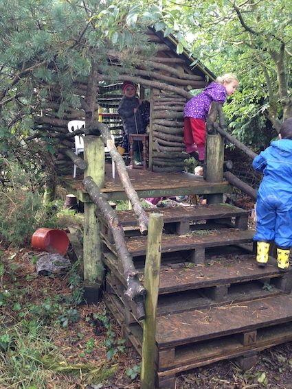 Pallet shack Outdoor Kindergarten, Wood Playground, Kids Forts, Outdoor Play Spaces, Outdoor Nursery, Play Garden, Outdoor Play Areas, Backyard Buildings, Nostalgia Core