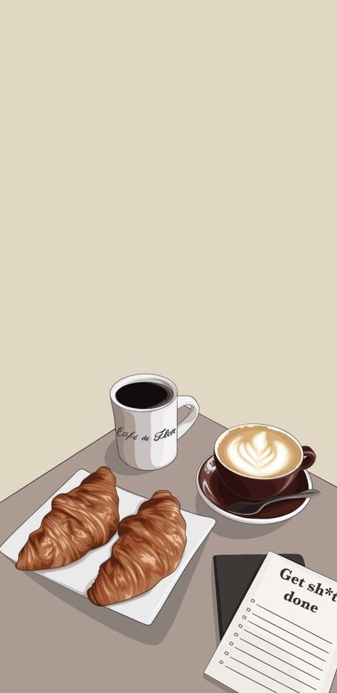 Coffee Aesthetic Laptop Wallpaper, Coffee And Books Aesthetic Wallpaper Laptop, Aesthetic Coffee Wallpaper Desktop, Coffee Aesthetic Wallpaper Landscape, Coffee And Croissant Illustration, Wallpaper Fall, Mac Ipad, Iphone Wallpaper Fall, Coffee Corner