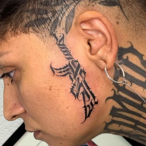 Sideburn Tattoo Guys, Jesus Tattoo Sleeve, Ak47 Tattoo, Small Face Tattoos, Painless Tattoo, Gangsta Tattoos, Clock Tattoo Design, Chicano Style Tattoo, Forarm Tattoos