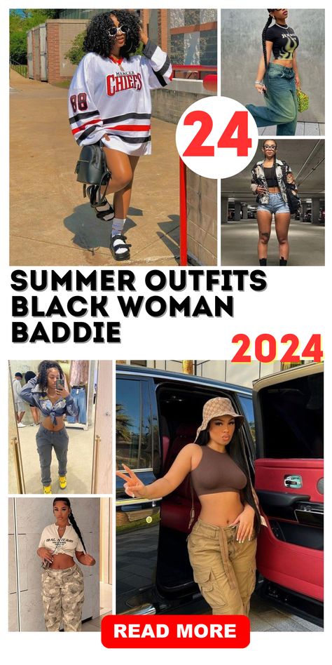 Summer Baddie Outfits: Chic Styles for Black Women's Fashion Flair Urban Outfit Black Woman, Summer 2024 Fashion Trends Black Women, Casual Club Outfits Black Women, Concert Outfit Ideas Summer Night, Summer 2024 Outfits Black Women, Baddie Summer Outfits Black Women, Summer Outfits Black Woman Chill, Black Woman Outfits Summer, Summer Party Outfit Black Women