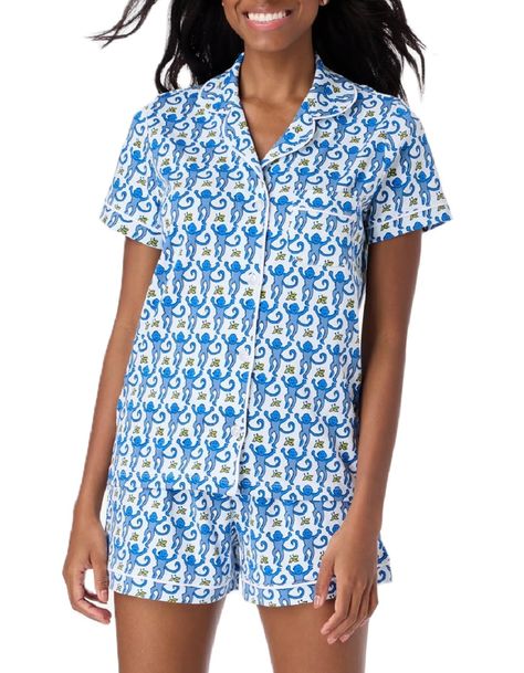 PRICES MAY VARY. Matching Pajamas Set Material: The Super Soft Pajama Set is made of Polyester blend, breathable and cozy, lightweight and skin-friendly. Short sleeve sleepwear top and pajama shorts set. Two-Piece Sleepwear Pajama Set Feature: Top: button down, collared, relax fit, loose fit baggy pjs top, short/long sleeve,cute/novelty/funny printed shirt top. Bottom: elastic waistband, high waist loose fit shorts pants pjs shorts. Cute monkey animal print pj set. Pjs Sets for Women Design: Car Blue Monkey, Comfy Pjs, Cute Pjs, Monkey Print, Cute Pajama Sets, Roller Rabbit, Cute Pajamas, Matching Pajamas, Sleepwear & Loungewear