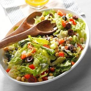 Feta Garbanzo Bean Salad Recipe: How to Make It Salads Vegetable, Garbanzo Bean Salad, Salad Shooter, Garbanzo Beans Salad, Greek Chickpea Salad, Hail Caesar, Garbanzo Bean, Mediterranean Meals, Summer Sides