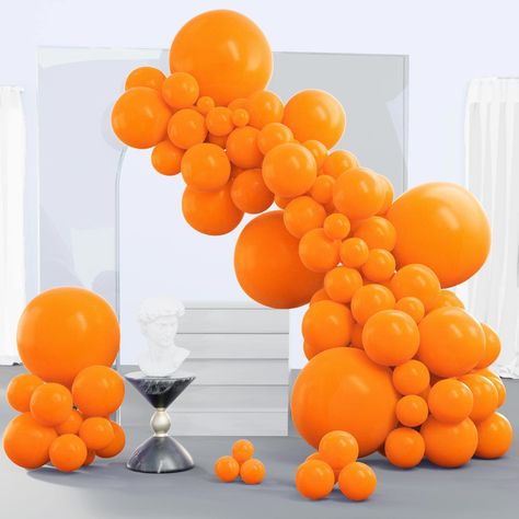 PRICES MAY VARY. 140 PCS ORANGE BALLOONS DIFFERENT SIZES: Package includes 18 inch orange balloons (5 pcs), 12 inch orange balloons (30 pcs), 10 inch orange balloons (40 pcs), 5 inch orange balloons (65 pcs), garland kit and manual included NON-TOXIC & SAFE: Made of latex, safe and non-toxic, recommended to use with a balloon hand pump or electric balloon pump WHAT TO FILL WITH: Latex balloons filled with AIR will stay full for up to 72 hours, while with HELIUM will stay full for 3-6 hours. For 36 Inch Balloons, Thanksgiving Party Decorations, Fall Party Decorations, Orange Birthday, Fall Birthday Parties, Orange Balloons, Orange Party, Yellow Balloons, Garland Arch