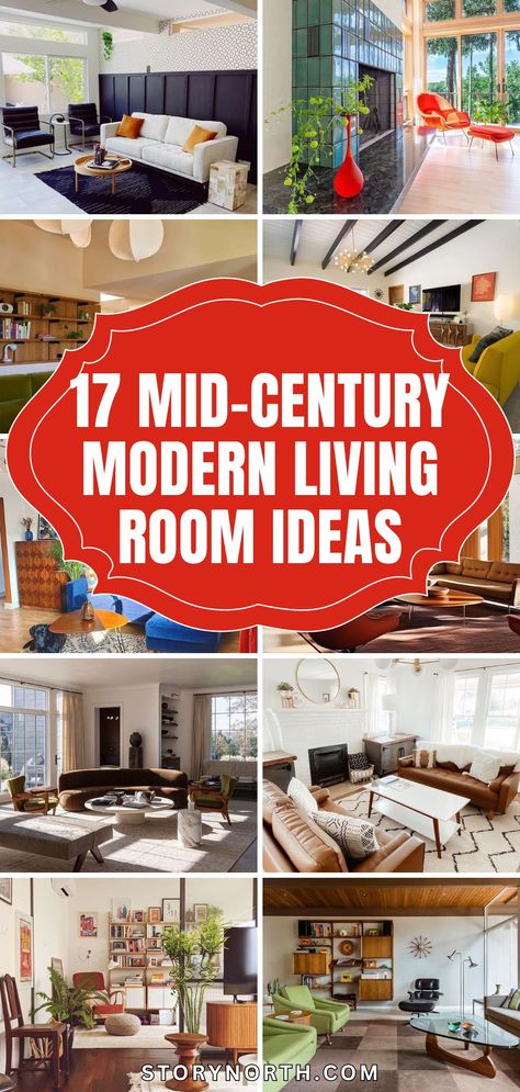 Save this pin for stunning mid-century modern living room inspiration! Elevate your home decor with these timeless designs. #MidCenturyModern #LivingRoomDecor #HomeDecorIdeas Mid Century Modern Library, 17 Aesthetic, Midcentury Modern Living Room, Brick Wall Ideas, Mid Century Wall Unit, Modern Living Room Ideas, Statement Sofa, Retro Tiles, Mid Century Modern Living Room