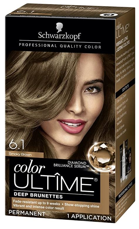 Amazon.com : Schwarzkopf Color Ultime Hair Color Cream, 6.1 Smoky Brown (Packaging May Vary) : Beauty Hair Color Chart Brown, Women's Hair Colors, Schwarzkopf Hair Color Chart, Brown Packaging, Schwarzkopf Hair Color, Short Layered Bob Haircuts, Schwarzkopf Color, Hair Color Chart, Hair Color Cream