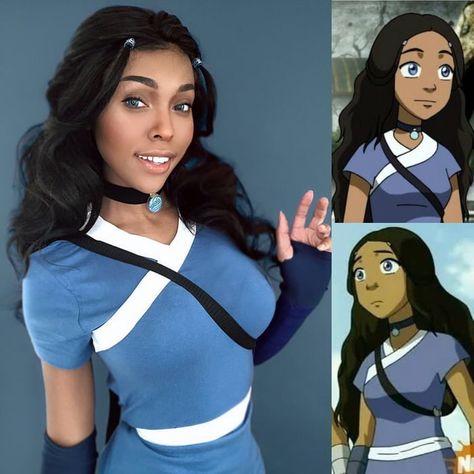 Ty Lee Halloween Costume, Avatar Cosplay Katara, Avatar Katara Costume, Avatar The Last Air Bender Cosplay, Avatar The Last Airbender Halloween Costumes, Katara Cosplay Diy, Anime Costume Ideas Halloween, Katara Makeup, Avatar Costume The Last Airbender