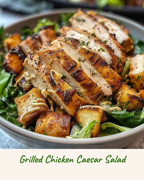 Recipes Time community | Grilled Chicken Caesar Salad | Facebook Grilled Chicken Caesar, Juicy Grilled Chicken, Grilled Chicken Caesar Salad, Grilled Chicken Breast, Chicken Caesar, Chicken Caesar Salad, Grilling Chicken Breast, Caesar Salad, Grilled Chicken