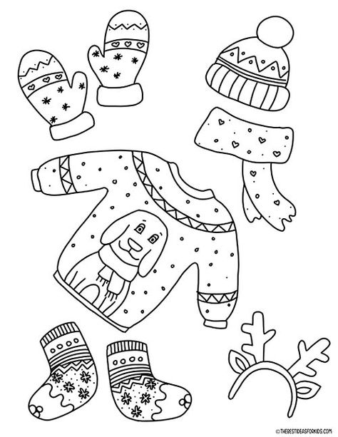 Winter Clothes Activities For Kids, Mitten Coloring Page, Winter Activity Pages Free Printables, Preschool Winter Coloring Pages, Pictures Of Winter Kids Winter Hats Outlines To Color, Winter Coloring Pages For Kids, Ocean Animal Crafts, Xmas Color, Tumblr Coloring Pages