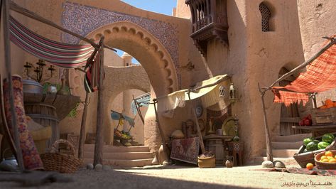 Image: Bazaar - BlenderNation Medieval Street, Writing Reference, Comic Tutorial, 3d Studio, Fantasy Places, Arabian Nights, Fantasy Concept Art, Visual Development, Arte Fantasy