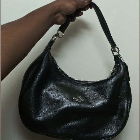 Brand New Metallic Black Coach Medium Size Shoulder Purse. Blackish Grey. Sold As Is. Black Purse Aesthetic, Shoulder Bags Aesthetic, 2000s Purse, Black Mini Purse, Little Black Purse, Black Shoulder Purse, Mini Shoulder Bags, Purse Aesthetic, Dream Bags